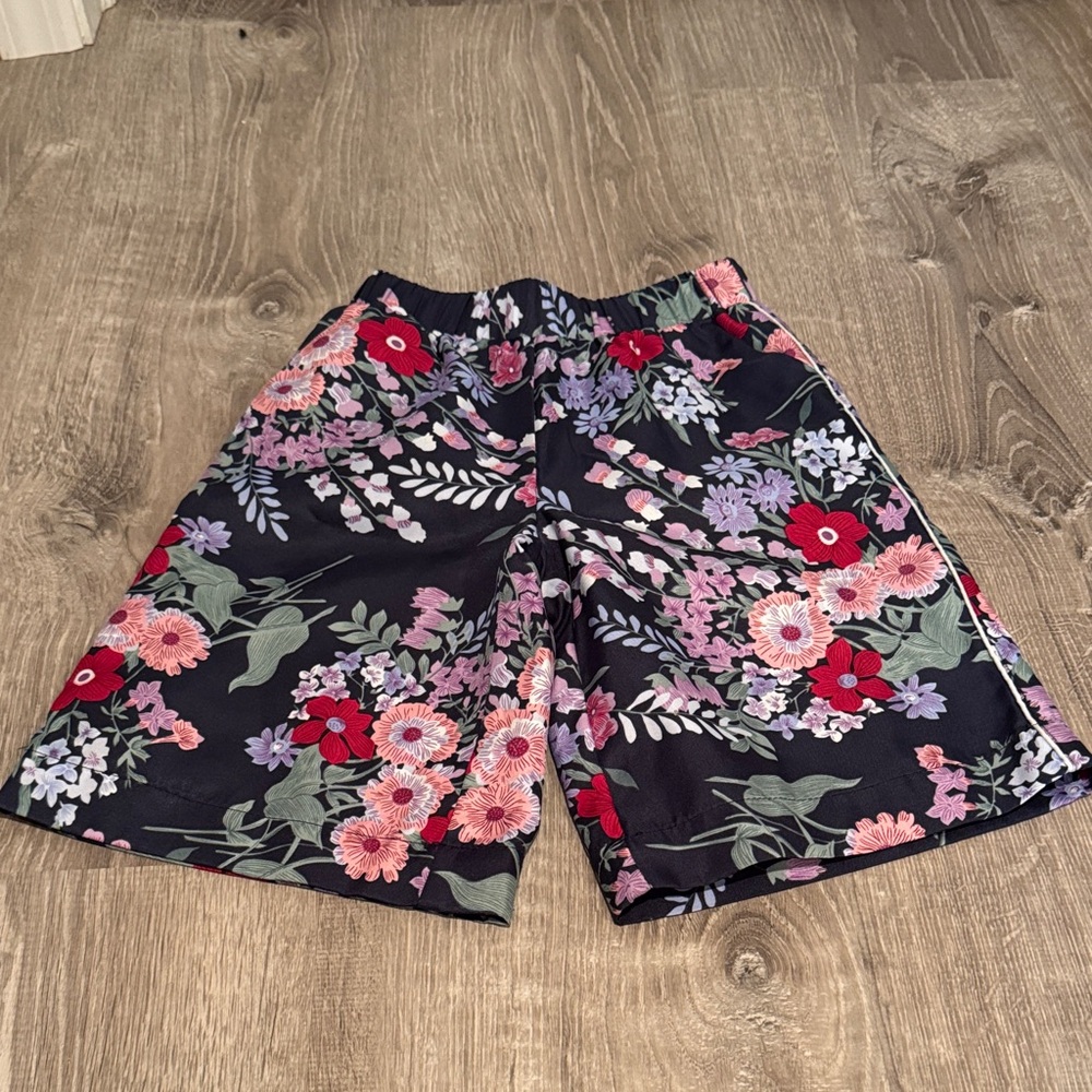 Vibrant Floral Black Shorts